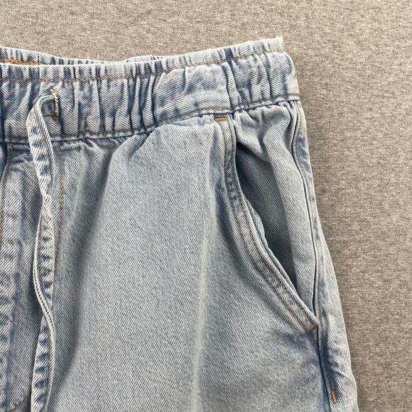 Pull & Bear Jeans Womens M Blue Slouchy Pull-On Light Wash Drawstring Waist - Picture 8 of 9